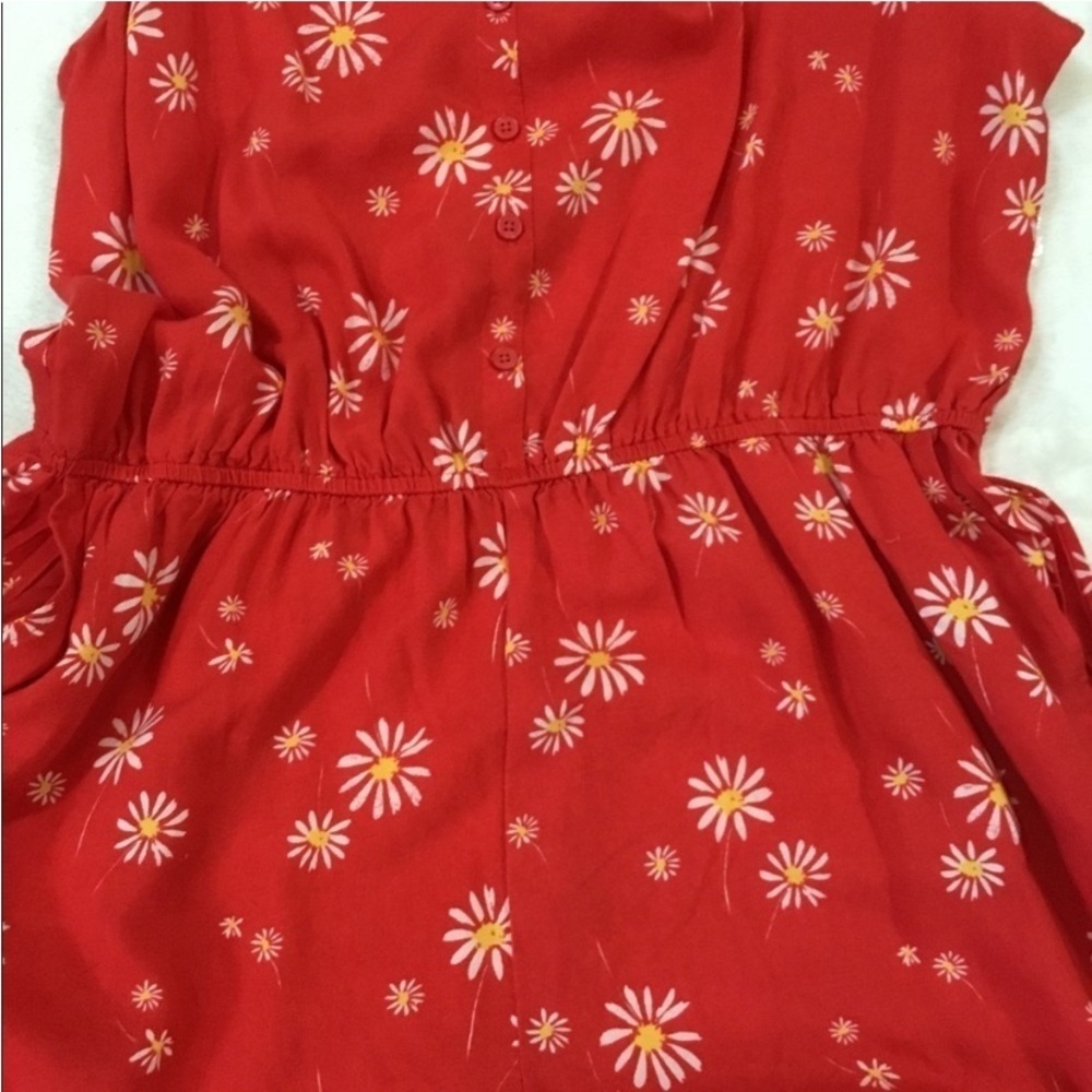 Juniors SO Red White Daisy Print Romper L - Picture 10 of 13